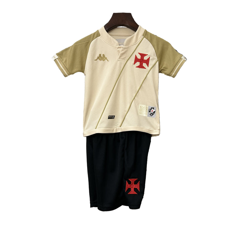 Conjunto Infantil Vasco III 24/25 - Branco e Dourado