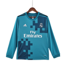 Camisa Retrô Real Madrid II Away 2017/18 Manga Longa Masculino Azul
