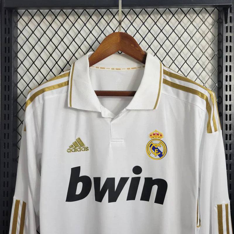 Camisa Retrô Real Madrid Manga Longa I Home Adidas 2011/12 Masculino Branco